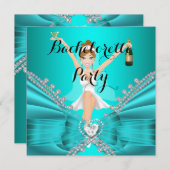 バチェロレッテティール(緑がかった色)ブルーダイヤモンドレースおもしろい 招待状 (正面/裏面)