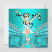 バチェロレッテティール（緑がかった色）ブルーダイヤモンドレースおもしろい 招待状 (正面)