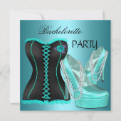 バチェロレッテティール(緑がかった色)ブルーハイヒールシューズ 招待状 (正面)