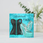 バチェロレッテティール(緑がかった色)ブルーハイヒールシューズ 招待状 (スタンド正面)