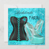 バチェロレッテティール(緑がかった色)ブルーハイヒールシューズ 招待状 (正面)