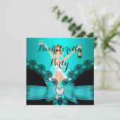 バチェロレッテティール(緑がかった色)ブルーブラックレースおもしろい 招待状 (スタンド正面)