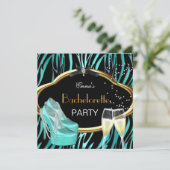バチェロレッテティール(緑がかった色)ブルー金ゴールドブラックゼブラ 招待状 (スタンド正面)