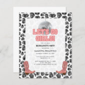 バチェロレッテディスコ女性のカーボーイパーティの招待状 (正面/裏面)