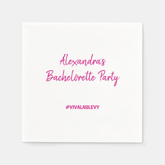 バチェロレッテナプキンとハッシュタグピンク スタンダードカクテルナプキン (正面)