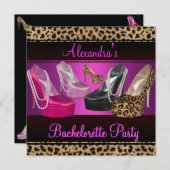 バチェロレッテハイヒールシューズブライトピンク 招待状 (正面/裏面)
