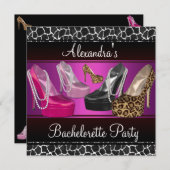 バチェロレッテハイヒールシューズブライトピンク 招待状 (正面/裏面)