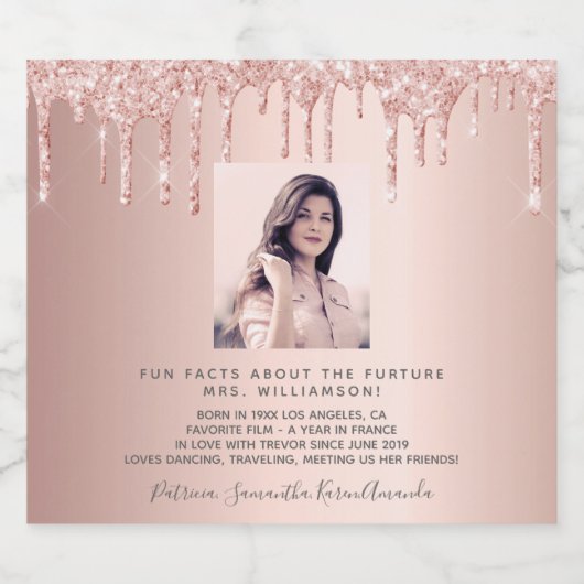 バチェロレッテバラ金ゴールドおもしろいファクト花嫁写真 スパークリングワインラベル (シングルラベル)