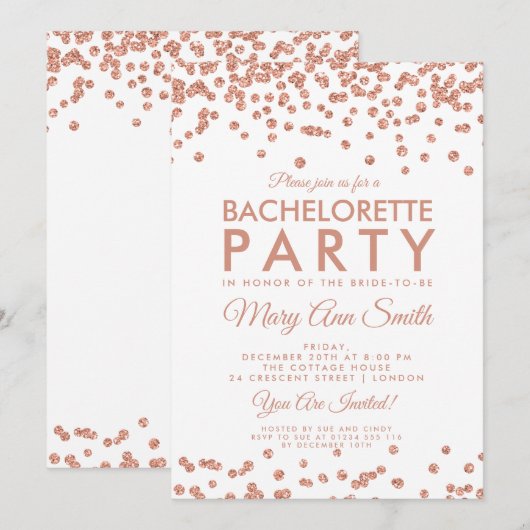 バチェロレッテバラ金ゴールドグリッター紙吹雪 招待状 (正面/裏面)