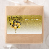 バチェロレッテバルーン金ゴールドグリッター名タグ ラベル (インサイチュ)