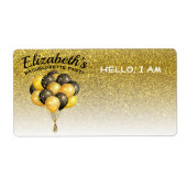 バチェロレッテバルーン金ゴールドグリッター名タグ ラベル (正面)