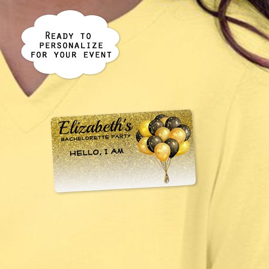 バチェロレッテバルーン金ゴールドグリッター名タグ ラベル
