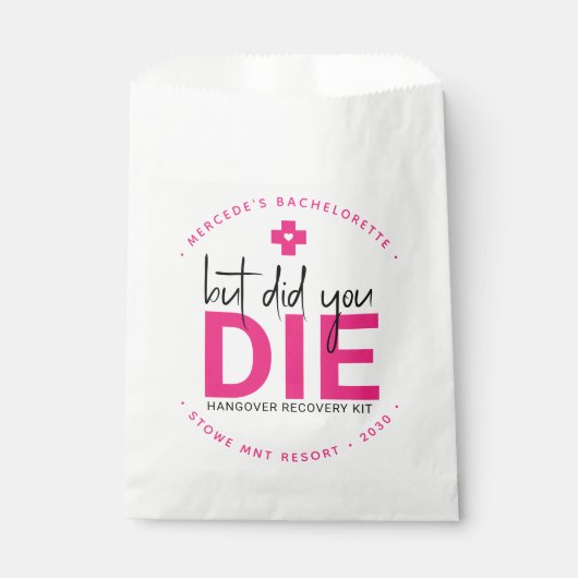 バチェロレッテパーソナライズされた二日酔いだが死んだ フェイバーバッグ (正面)
