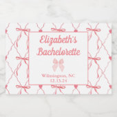 バチェロレッテパーソナライズされた誕生日ピンクボウミニ スパークリングワインラベル (シングルラベル)