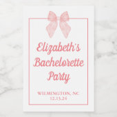 バチェロレッテパーソナライズされた誕生日ピンクボウミニ ワインラベル (シングルラベル)