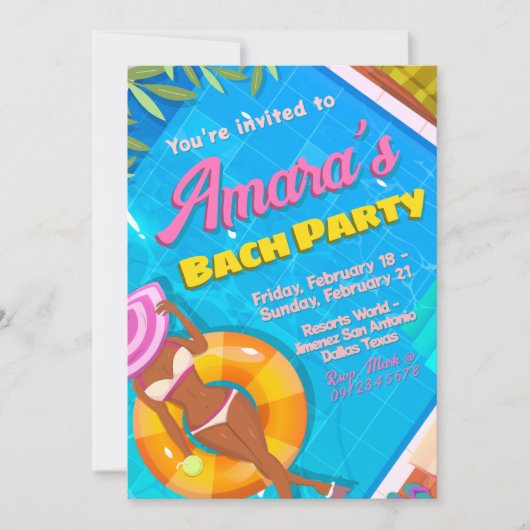 バチェロレッテパーティーのご案内 - 週末の予定 招待状 (正面)