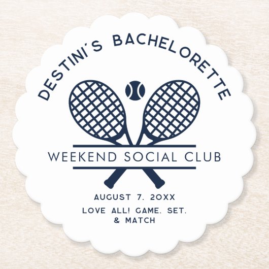 バチェロレッテパーティーのためのカスタムテニスコースター ペーパーコースター (正面)