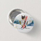 バチェロレッテパーティーのスキー シャム猫好きのための 缶バッジ (正面&裏面)