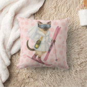 バチェロレッテパーティーのスキー シャム猫好き ピンク クッション (ブランケット)