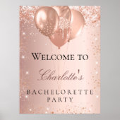 バチェロレッテパーティーのローズゴールド風船のウェルカムメッセージ ポスター (正面)
