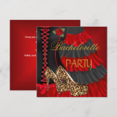 バチェロレッテパーティー コルセット 黒 赤 ドレス シューズ 招待状 (正面/裏面)