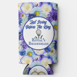 バチェロレッテパーティー ブライダルシャワー ゴルフ ブルー 花柄 スリム缶クーラー