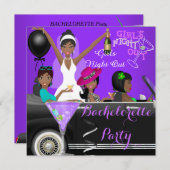 バチェロレッテパープルおもしろいリムカーカクテル 招待状 (正面/裏面)