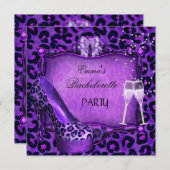 バチェロレッテパープルヒョウ黒い靴 招待状 (正面/裏面)