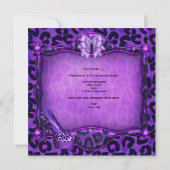 バチェロレッテパープルヒョウ黒い靴 招待状 (裏面)