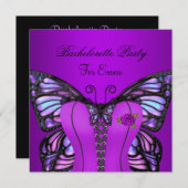 バチェロレッテパープル薄紫コルセットバタフライ 招待状 (正面/裏面)