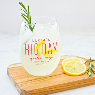 バチェロレッテビッグデイジェウェイおもしろいピンク ステムなしワイングラス