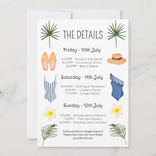 バチェロレッテビーチウィークエンドビキニ招待状 招待状 (裏面)