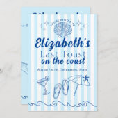 バチェロレッテビーチパーティーの最後のトーストオンザコースト 招待状 (正面/裏面)