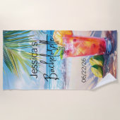 バチェロレッテビーチモノグラムカクテルシースケープ ビーチタオル (正面)