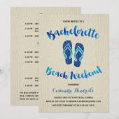 バチェロレッテビーチ週末とブルーフェイクグリッター 招待状 (正面/裏面)