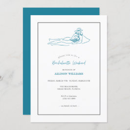 バチェロレッテビーチ週末ティール（緑がかった色）パーティの招待状 招待状