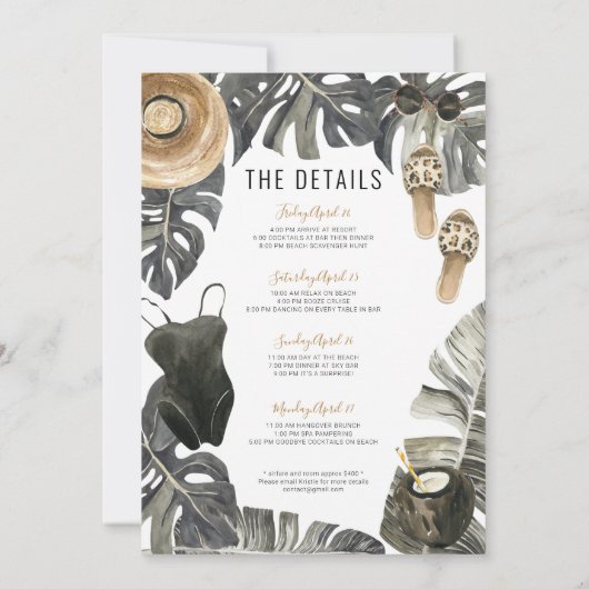 バチェロレッテビーチ週末旅程案内 招待状 (裏面)