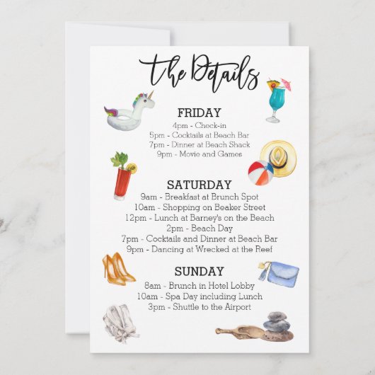 バチェロレッテビーチ週末詳細 招待状 (裏面)