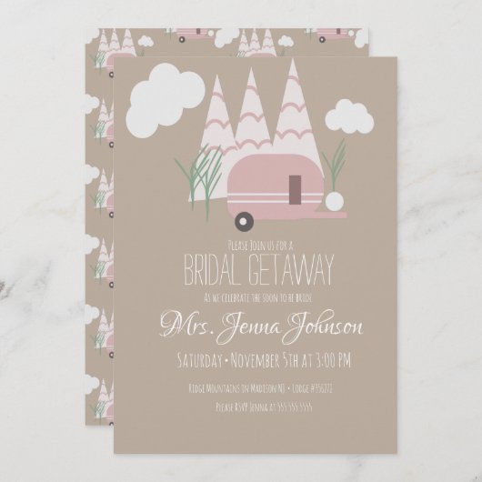 バチェロレッテピンクキャンパーマウンテン 招待状 (正面/裏面)