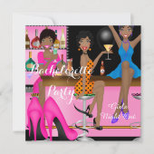 バチェロレッテピンクブルーシューズハイヒールシューズ 招待状 (正面)