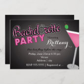 バチェロレッテピンクマルティーニおもしろい招待状 招待状 (正面/裏面)