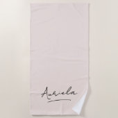 バチェロレッテピンクミニマルモダンリスト ビーチタオル (正面)