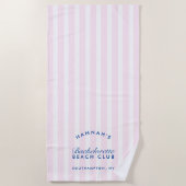 バチェロレッテピンク&ネイビーレトロ モダン ビーチタオル (正面)