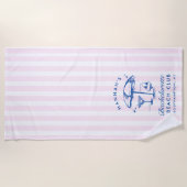 バチェロレッテピンク&ブルーモダンビーチタオル ビーチタオル (正面)