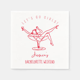 バチェロレッテファンキー手描きの少女 スタンダードカクテルナプキン