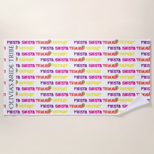 バチェロレッテフィエスタシエスタテキラリピート ビーチタオル (正面)