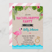 バチェロレッテフラミンゴプールパーティの招待状 招待状 (正面/裏面)