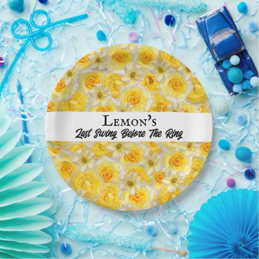 バチェロレッテブライダルシャワーゴルフイエローホワイト ペーパープレート (パーティー)