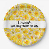 バチェロレッテブライダルシャワーゴルフイエローホワイト ペーパープレート (正面)