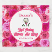 バチェロレッテブライダルシャワーゴルフピンクフローラ スパークリングワインラベル (シングルラベル)